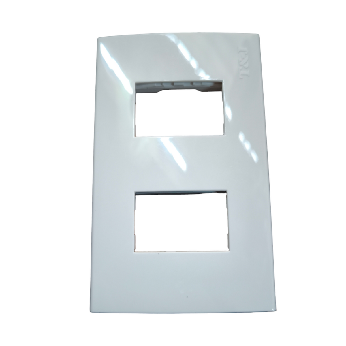 T&J wide series plate cover white for power points switches and plugs with two rectangular openings