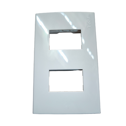 T&J wide series plate cover white for power points switches and plugs with two rectangular openings