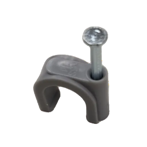 Tailee Nail Clip gray plastic cable clamp with attached silver nail for securing wires