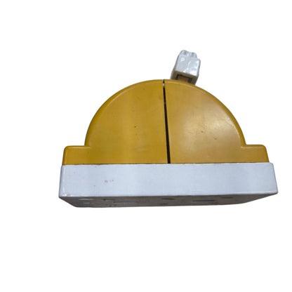 2PDT transfer switch 600V in yellow with a sturdy base for efficient electrical control