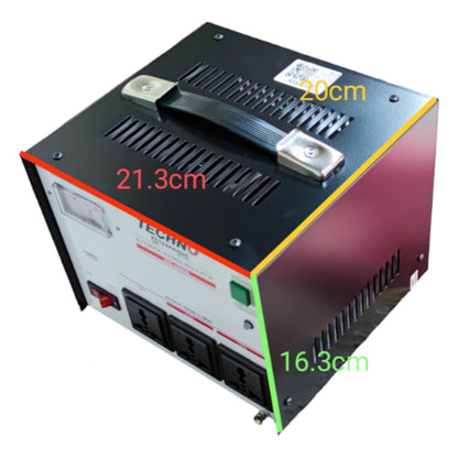 Power supply unit with dimensions labeled on a white background
