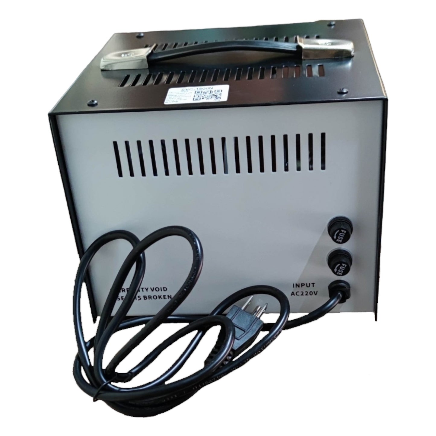 Power supply unit with a coiled cable on a white background