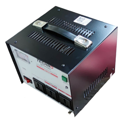Power inverter with multiple outlets on a white background