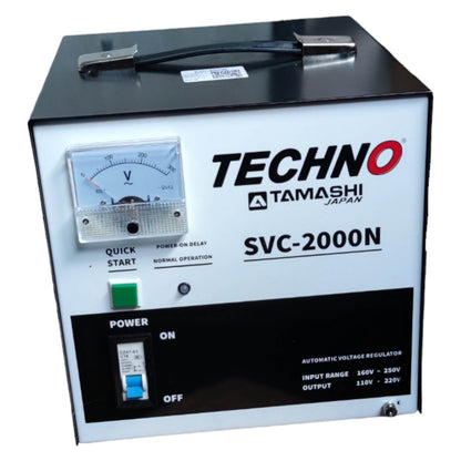 Techno Tamashi SVC-2000N voltage regulator on a white background