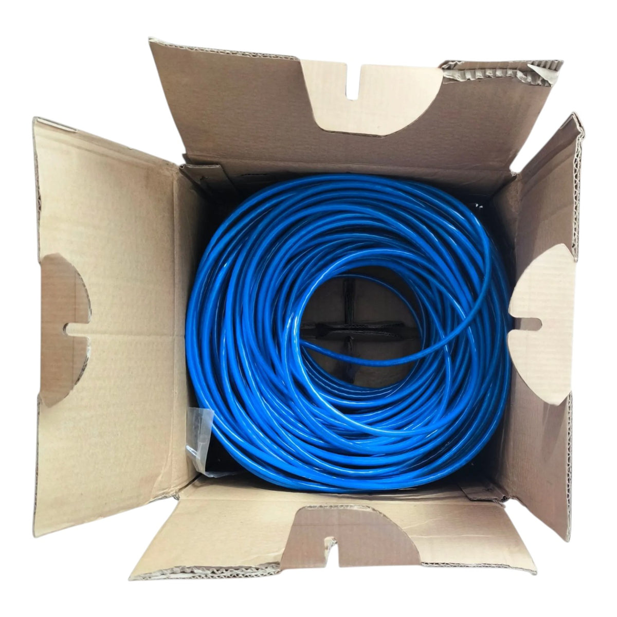 A coiled roll of light gray electrical wire or cable on a plain white background.