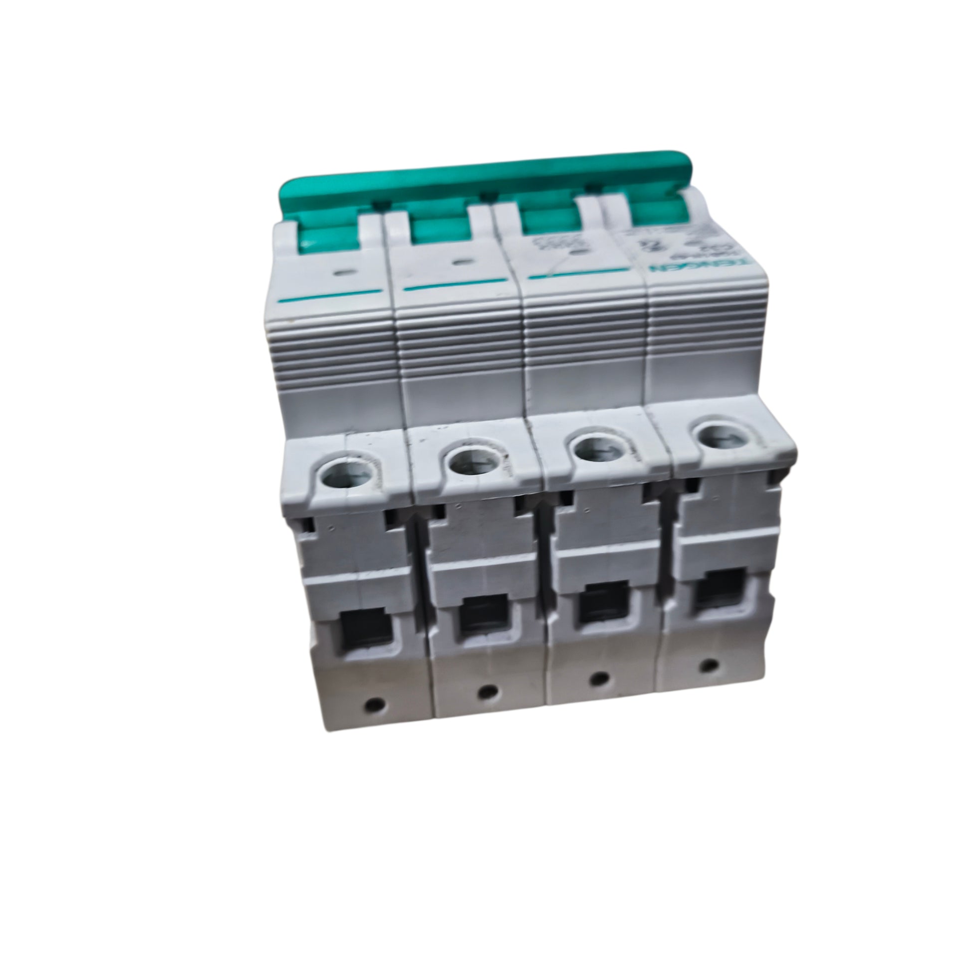 Electrical circuit breaker on a white background