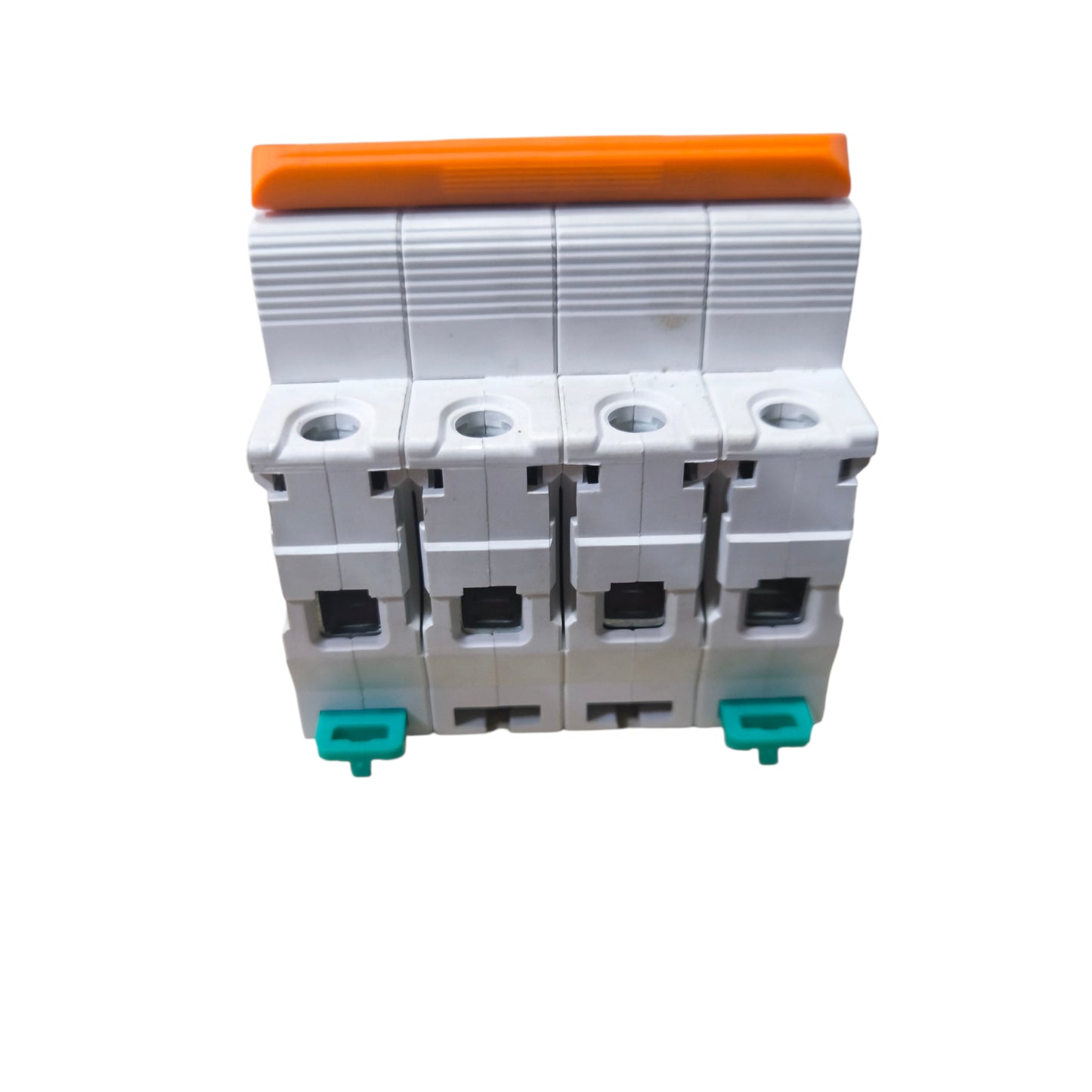 Stack of electrical connectors with orange and green accents on a white  Tengen 63A 4Pole Miniature Circuit Breaker 6KAIC 220VAC MCCB 60Hz TGBG-63 63A4P Electx Electrical supplybackground