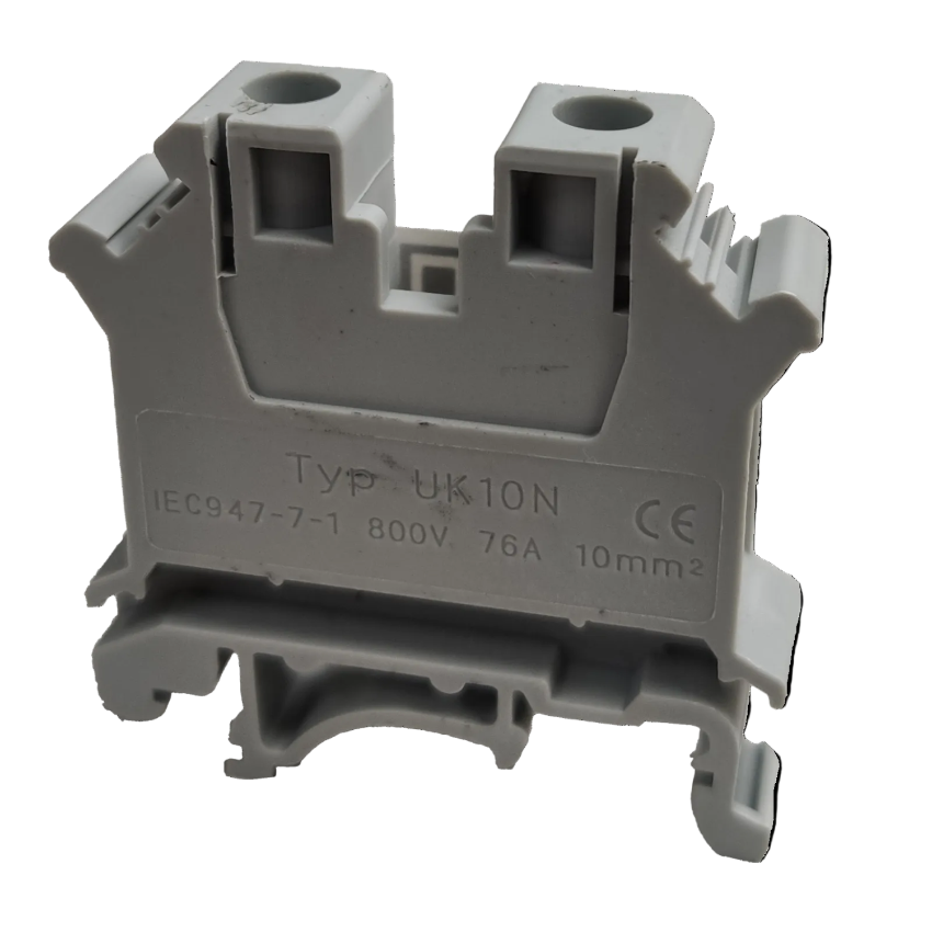 Grippes 10mm DIN Rail Terminal Block for electrical circuitry rated 800V 76A with compact design