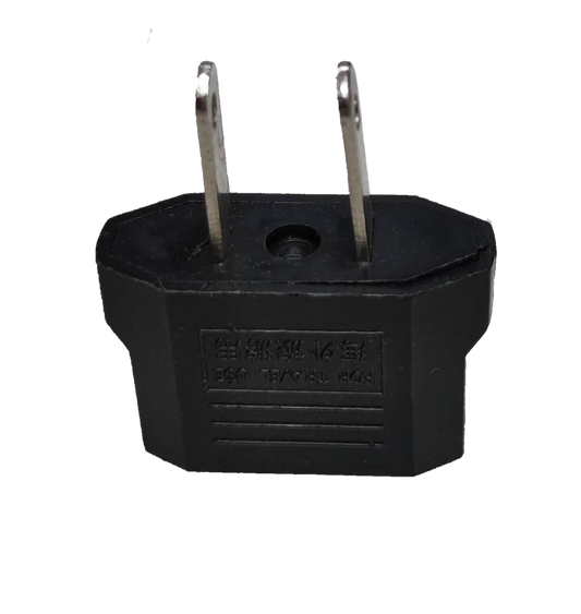 Adaptor Round to Flat Pin 2A 220V black travel adapter from China with two flat metal pins