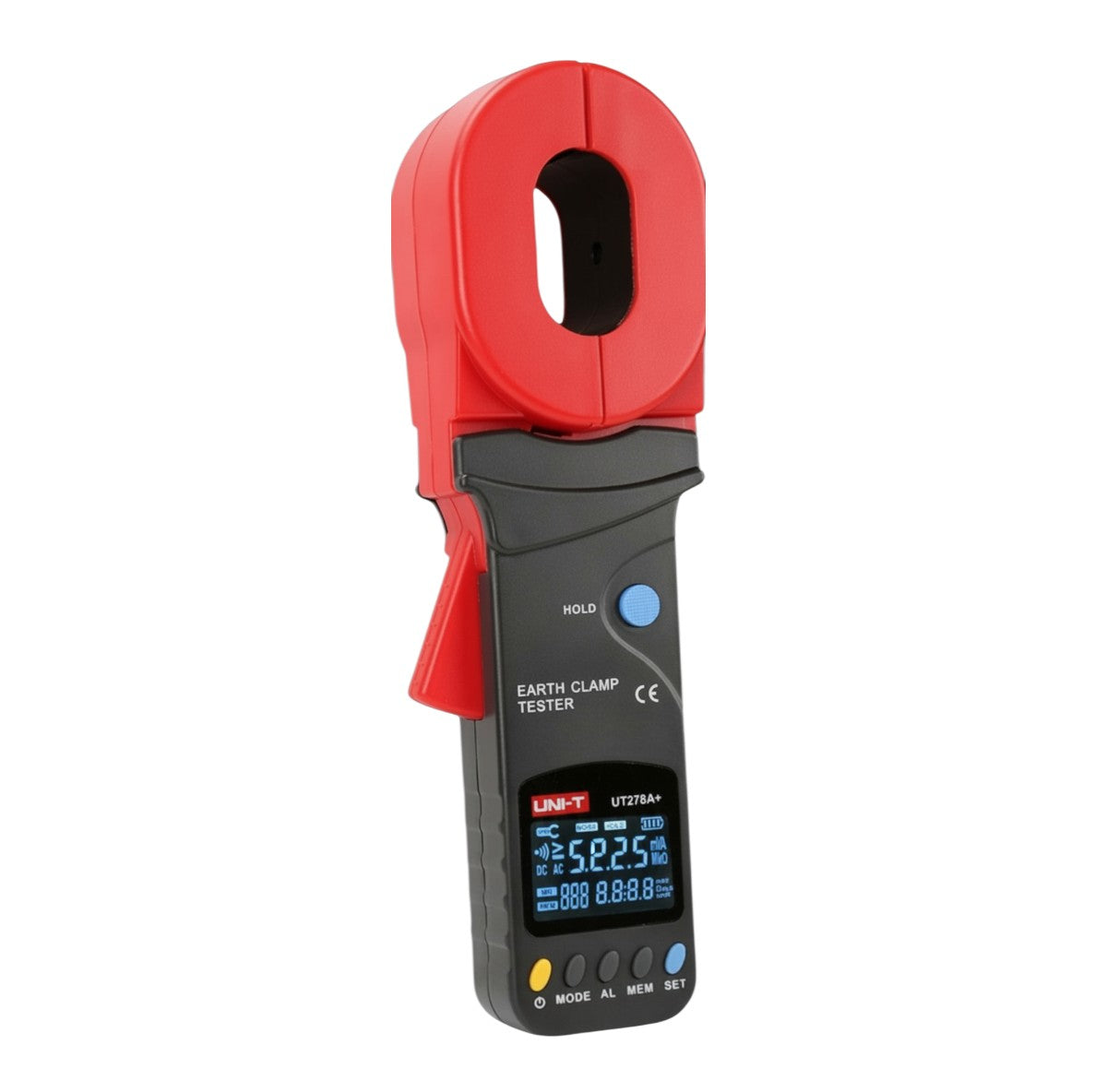 Red and black clamp meter on a white background UNI-T Digital Clamp Type Insulation Tester 40A 600V UT278A+ Digital Resistance Tester Electx Electrical SUpply