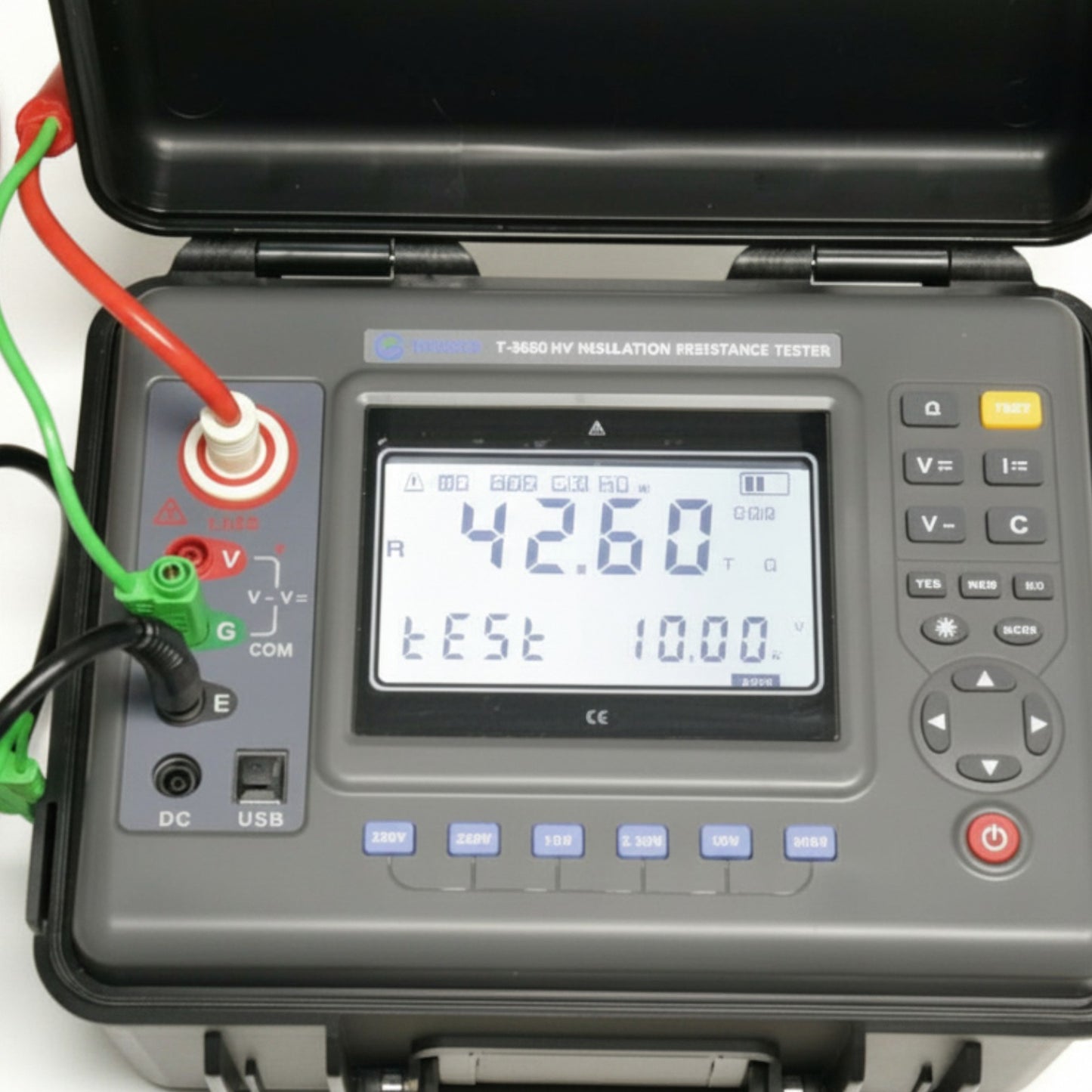 Insulation resistance tester with digital display and connection leads on a white background UNI-T Digital Insulation Tester Rated 15KV UTG-T3630 HV Test Set Resistance Tester Electx Electrical Supply