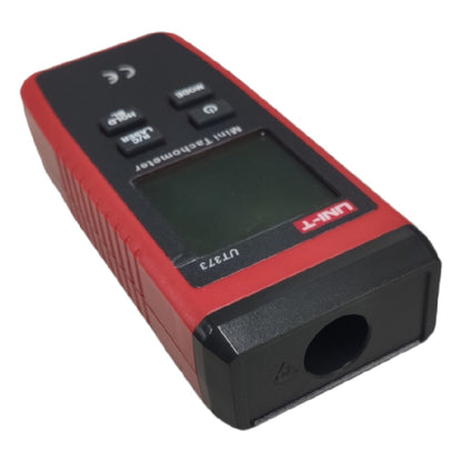Red and black laser measure device on a white background UNI-T Mini Non Contact Tachometer UT373 Digital LCD Display RPM Count Max 99999RPM Electx Electrical Supply