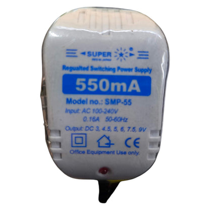 Regulated switching power supply with specifications on a white background