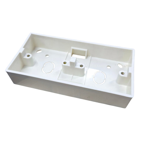 White plastic box with multiple holes on a white background