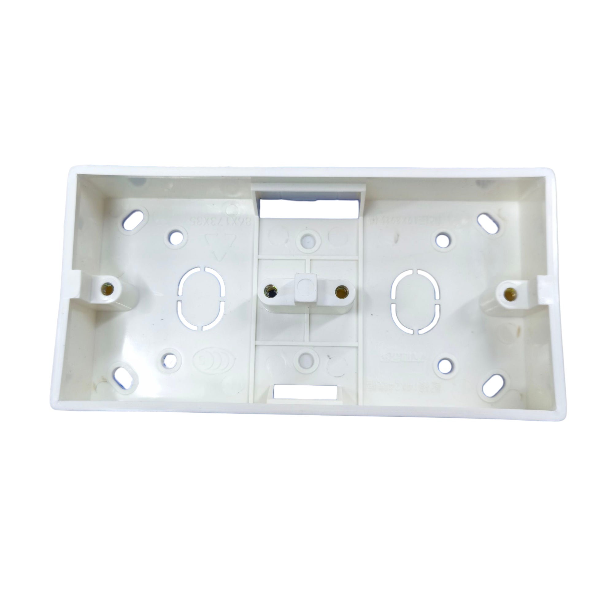 White plastic mounting bracket on a white background