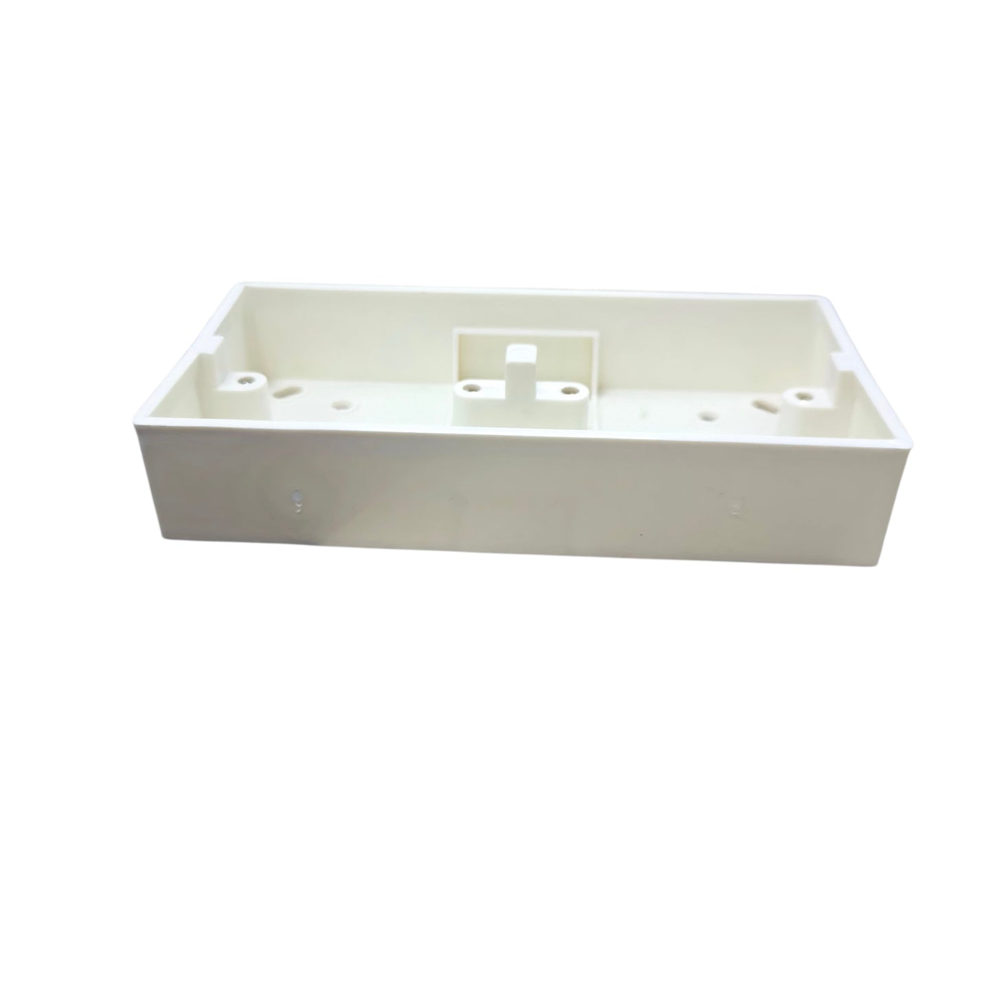 White rectangular plastic bracket on a white background