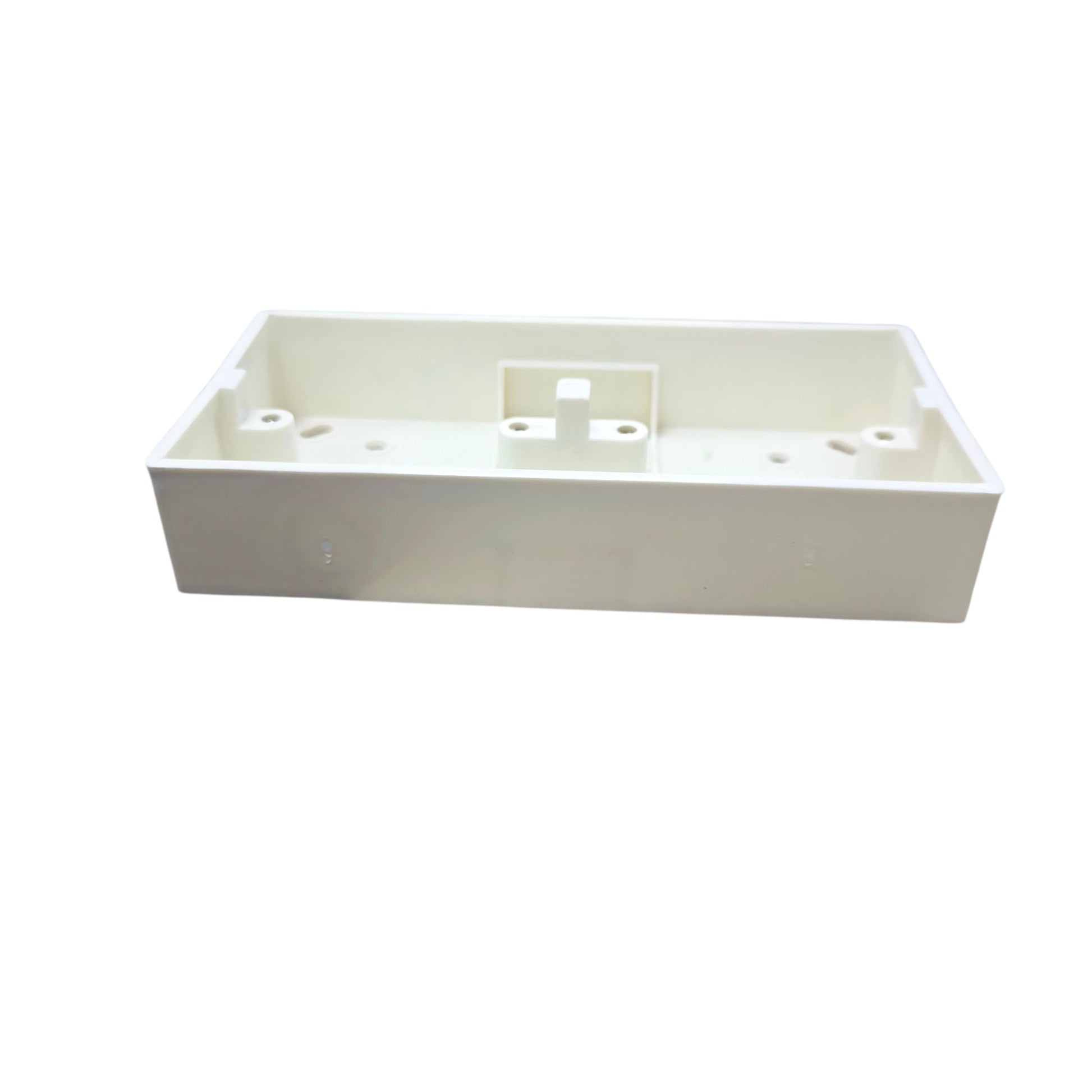 White rectangular plastic bracket on a white background
