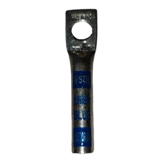 Metal terminal with '6-STR' branding on a white background