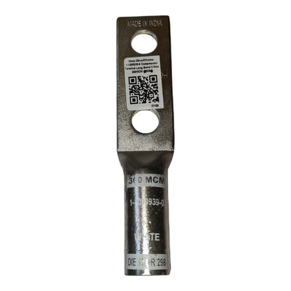 Metal terminal block with multiple labels on a white background