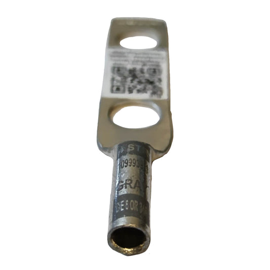 Metal terminal with a QR code label on a white background