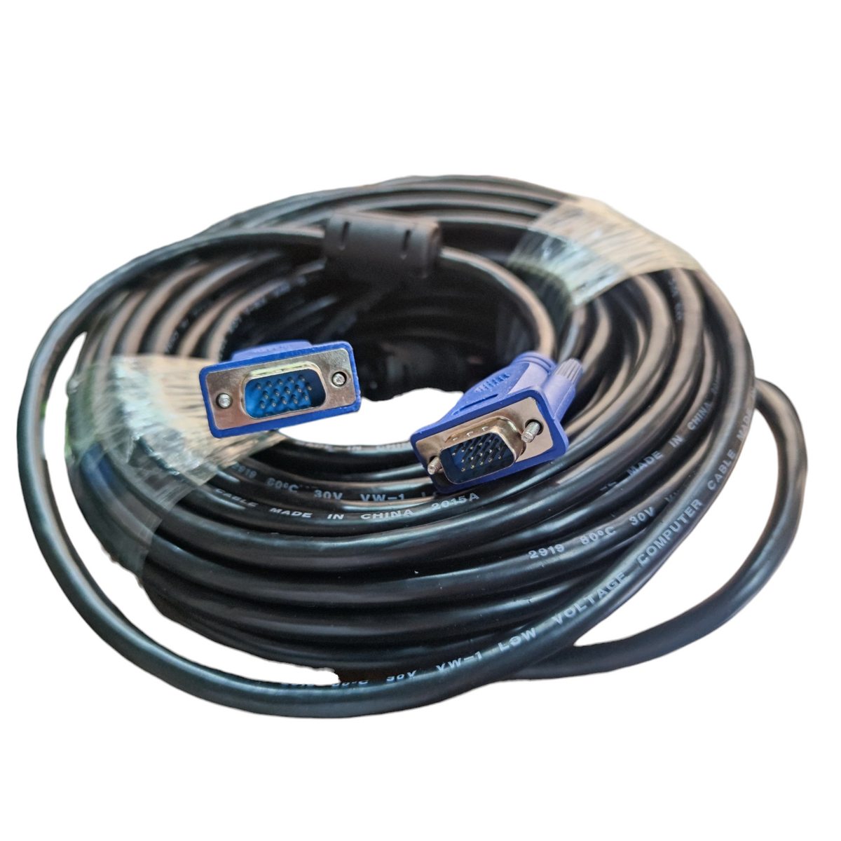 Grippes VGA Cable Male to Male with blue connectors and long black cable for video connections