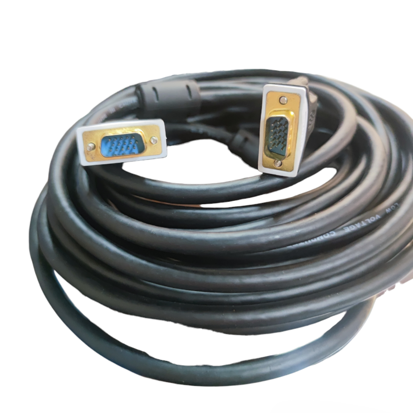 Grippes VGA Cable Male to Male with gold-plated connectors and thick black cable for reliable video connection
