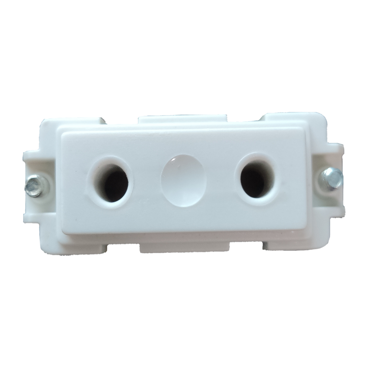 White Veto Round Hole Socket Outlet 10A 250V power point with two round holes and mounting screws