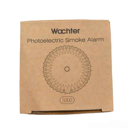 Watcher Photoelectric Smoke Alarm With Battery in brown packaging box for home safety
