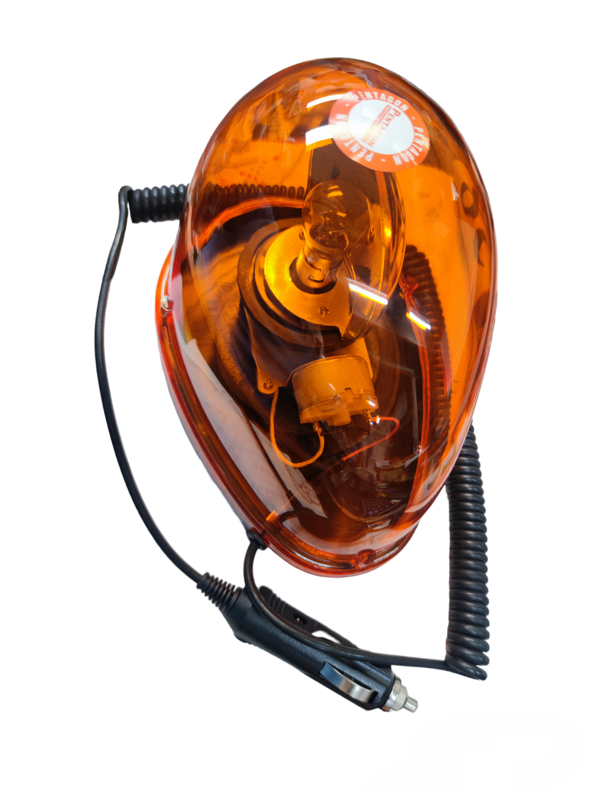 Warning Light Rotary Bulb Type 12V orange work and safety light with coiled power cord and cigarette lighter plug