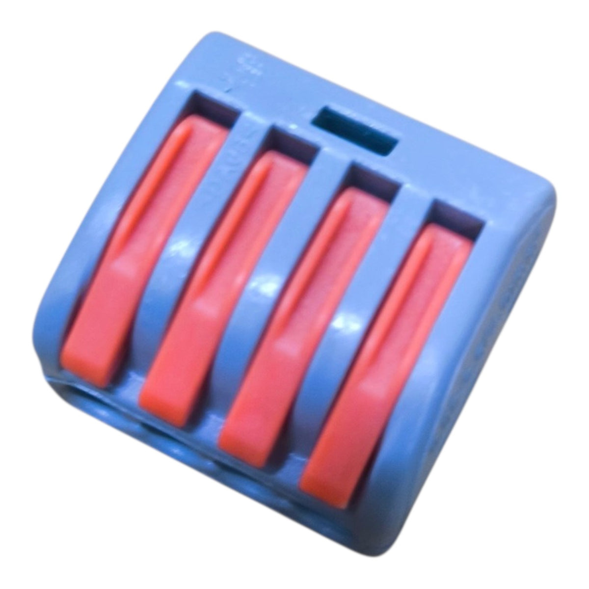 Blue and red plastic tool on a white background