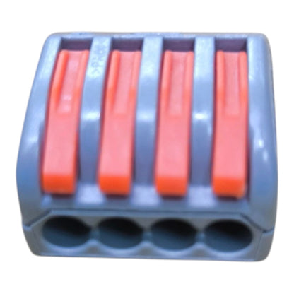 Gray plastic component with red inserts on a white background