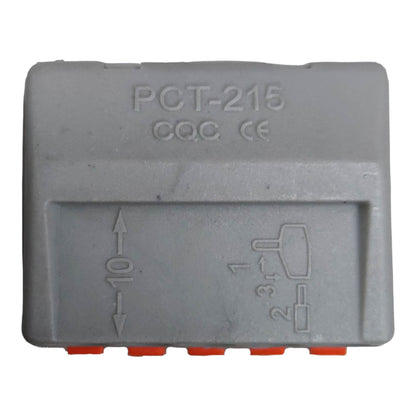 Gray plastic component with 'PCT-215' and 'CQC' markings on a white background