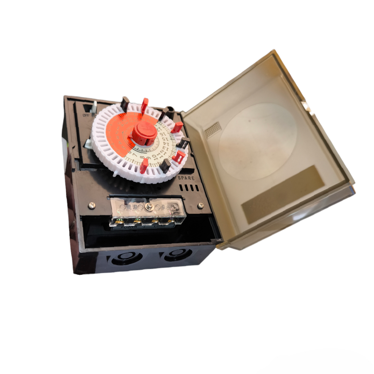 Yamasa 24 Hour Programmable Timer 3A 220V with protective casing and dial for easy scheduling