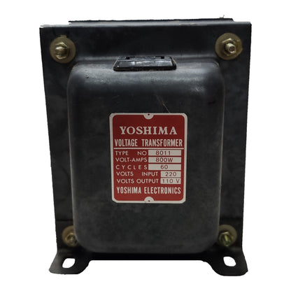 Yoshima voltage transformer with specifications on a white background Yoshima 800W Step Down Transformer 220V to 110V Voltage Converter