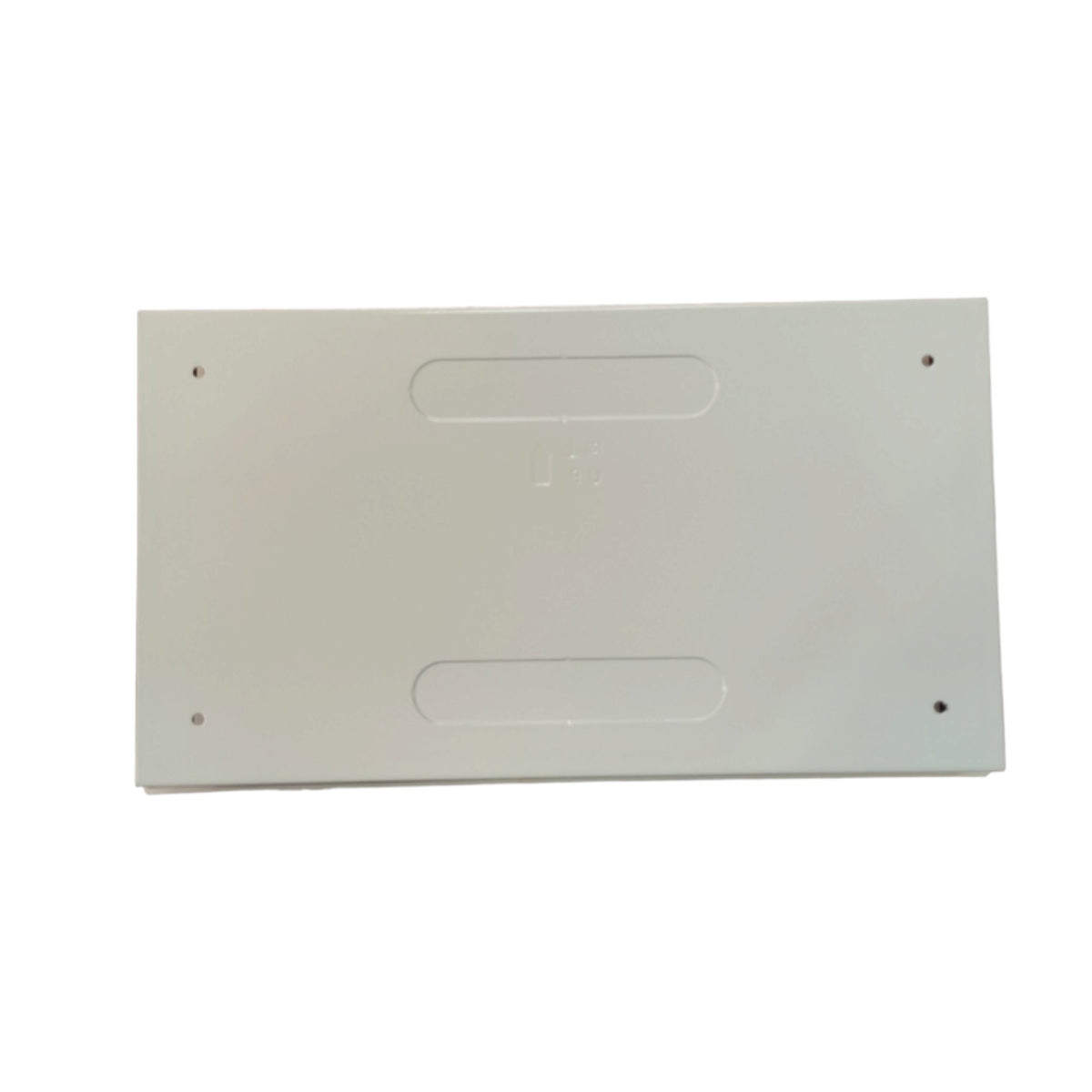 A white rectangular plastic panel or cover with two horizontal recessed slots and four small screw holes, shown on a plain white background.