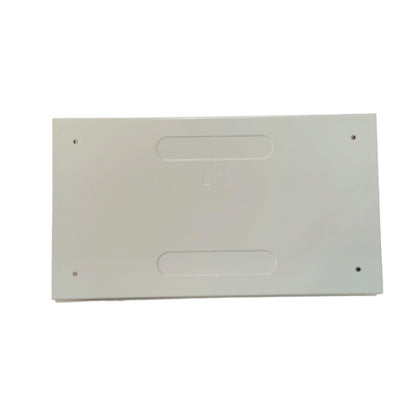 A white rectangular plastic panel or cover with two horizontal recessed slots and four small screw holes, shown on a plain white background.