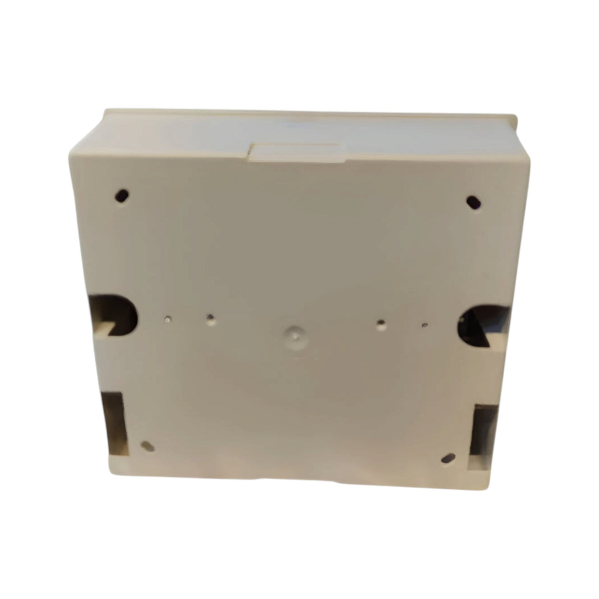 A beige plastic electrical junction box or terminal block with mounting holes, shown from a front-facing perspective on a white background.