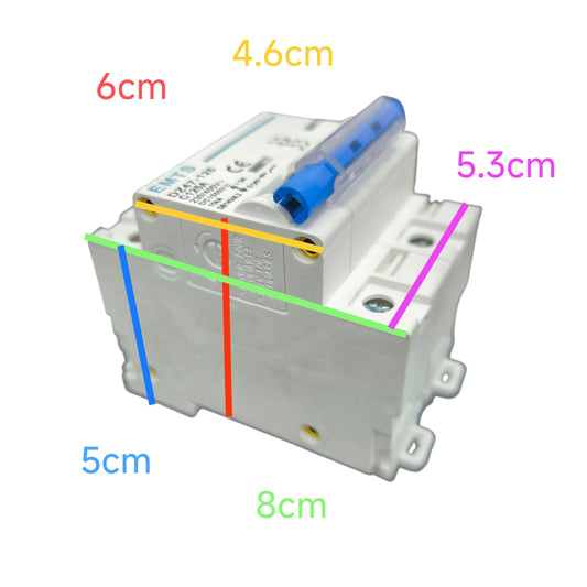 Rectangular electronic component with dimensions labeled on a white background