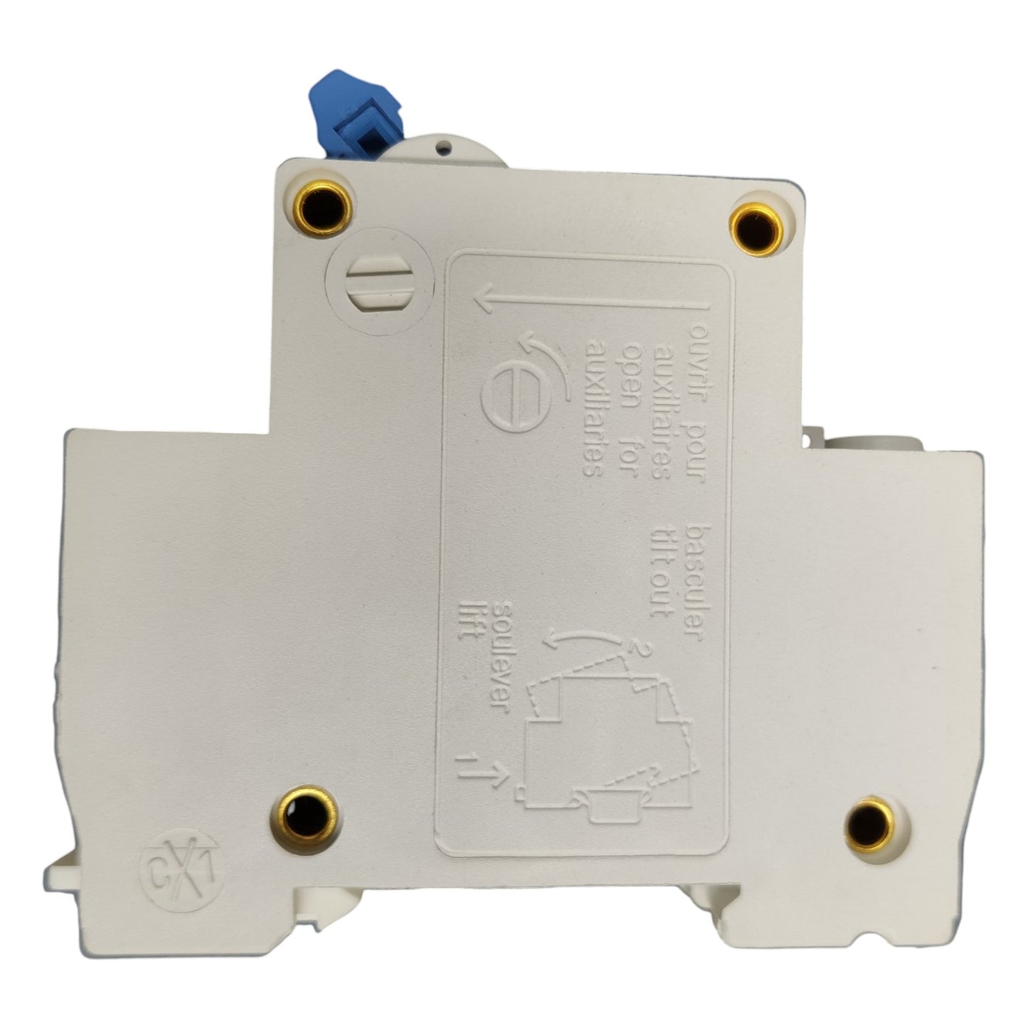 Electrical breaker panel with branding on a white background