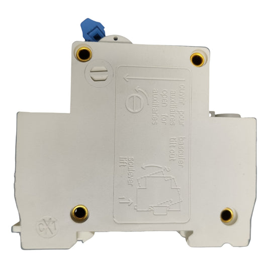 Electrical breaker panel with branding on a white background