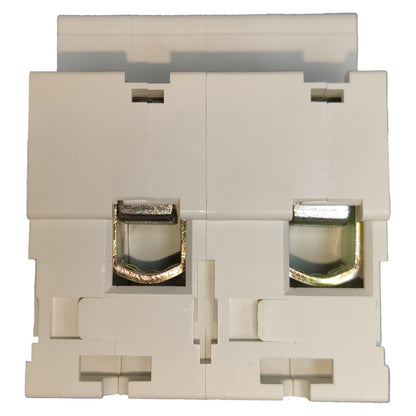 Beige wall socket with two RJ45 ports on a white background