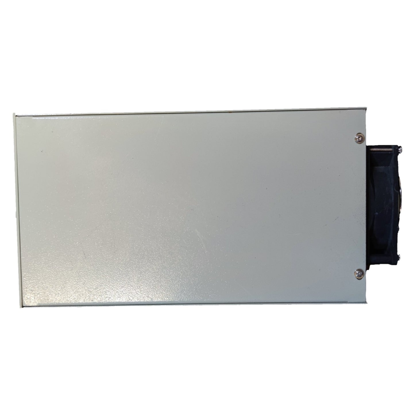 Metallic rectangular panel with a black strap on a white background