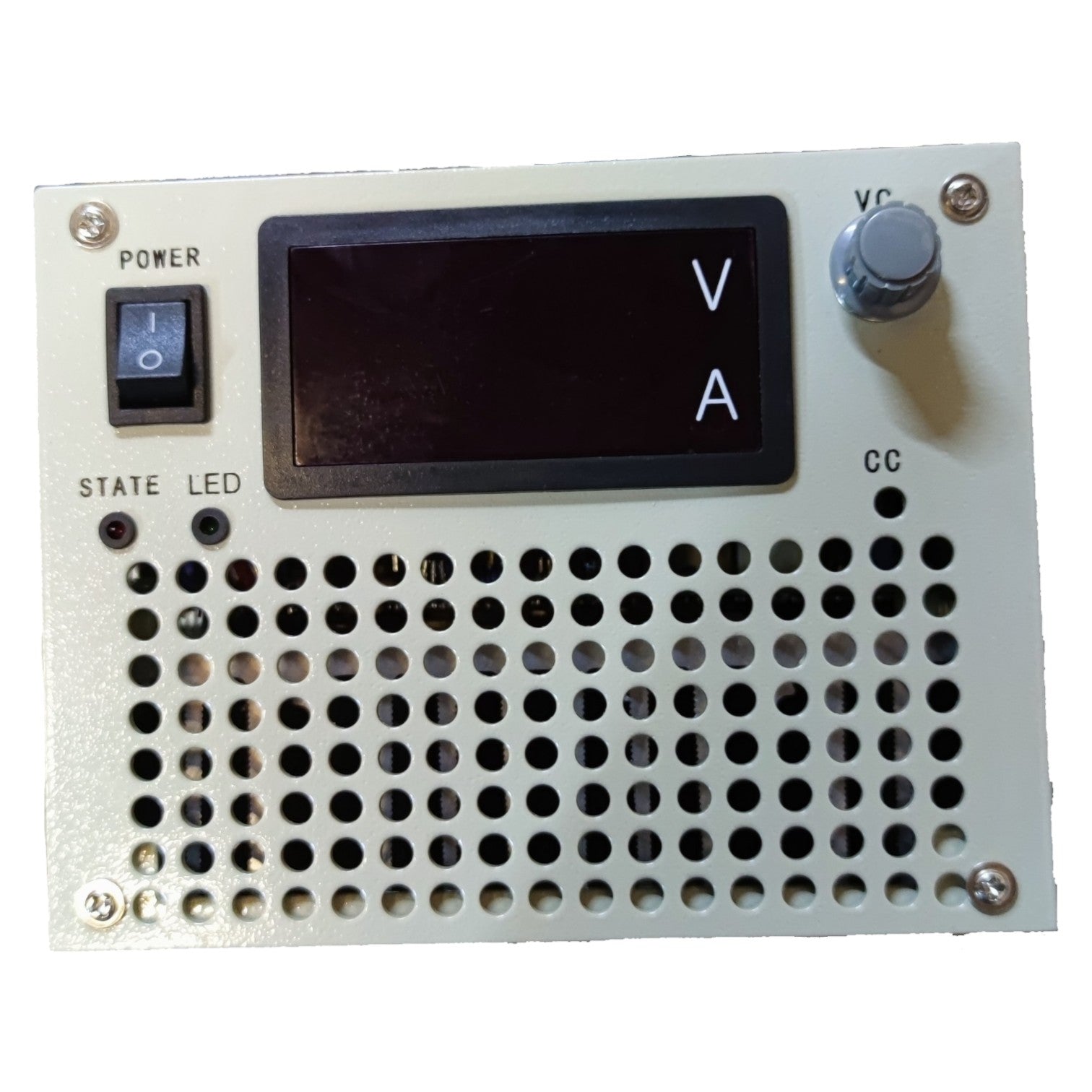 Electronic control panel with display and buttons on a white background