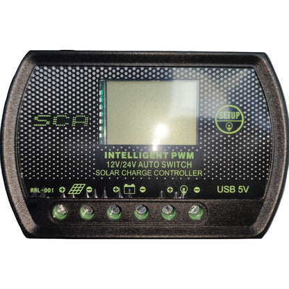 ZwitseRise Solar Charge Controller PWM 12V/24V LCD Monitor with USB 5V DC Solar Controller Available in 10A 20A 30A