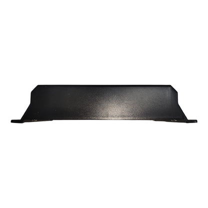 A black metal vehicle bumper guard or skid plate shown from a front-facing perspective against a plain white background.
