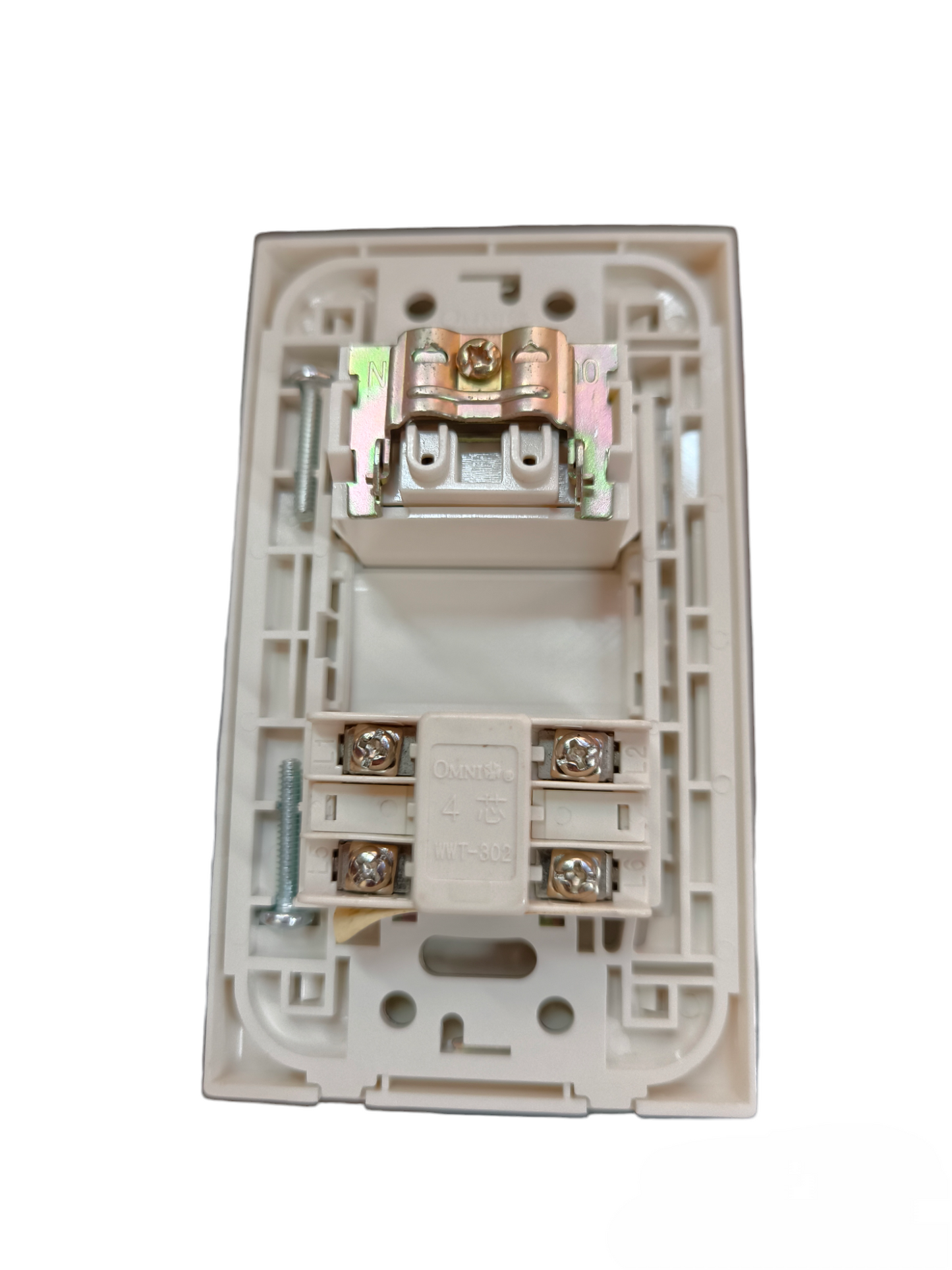 Omni 2 Gang Telephone and TV Outlet with Plate Cover WWP-112+WWT-302+WWV-301