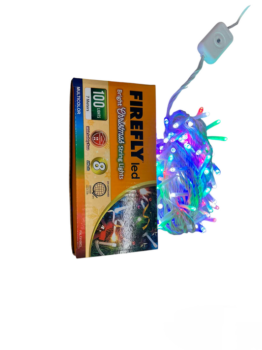 Firefly 100 LED Bulb Christmas Light Multi Color 7 Meters 7W  220V Indoor Max of 20 Connection White Wire 8 Effects FXL13100CL