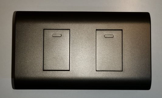 Royu 2 Gang 1 Way Switch with Plate Dark Gray