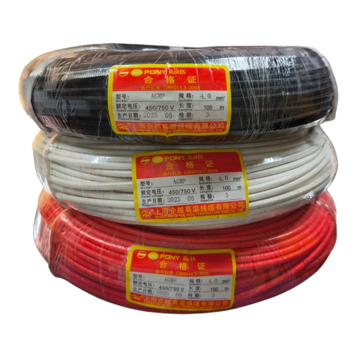 Grippes Silicon Wire 4.0mm Pre Cut Fiber Glass Cable High Temperature Wire Fire Rated Cable 450-750V 300 Degrees Celsius Available Red Black and White SW4.0MMW