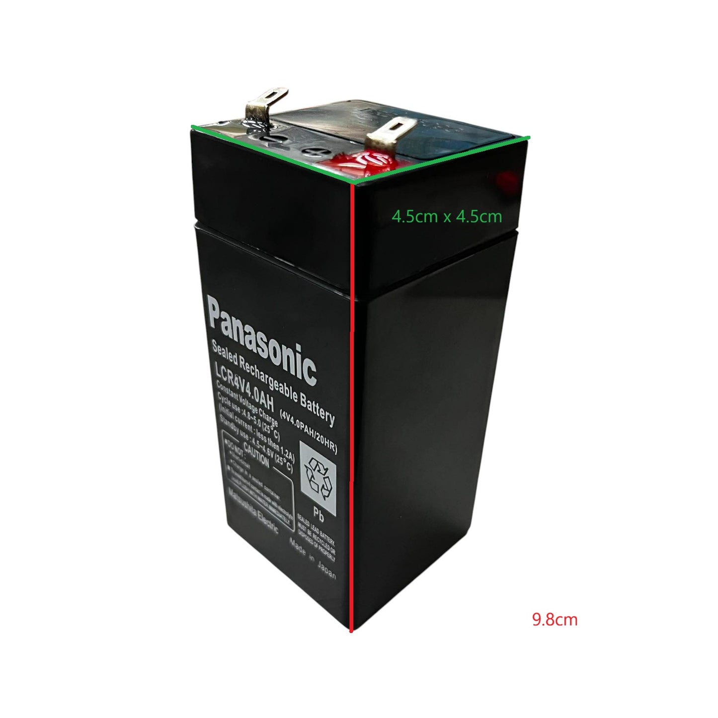 Sealed Lead Acid Rechargeable Battery 4V 4AH 4.5 x 4.5 x 9.8cm Electx Electrical SUpply